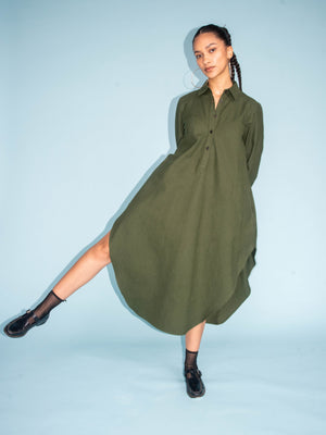 Bias Shirtdress in Brushed Twill