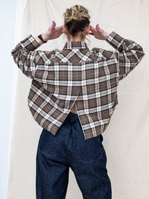 Cropped Flannel in Logger's Plaid