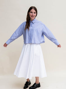 Cropped Boyfriend Shirt in Typewriter Stripe