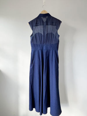 Sweetheart Shirtdress in Indigo Dot