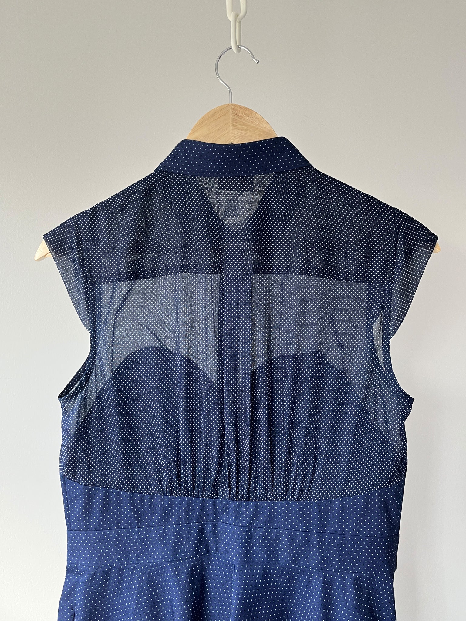 Sweetheart Shirtdress in Indigo Dot