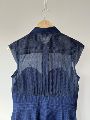 Sweetheart Shirtdress in Indigo Dot
