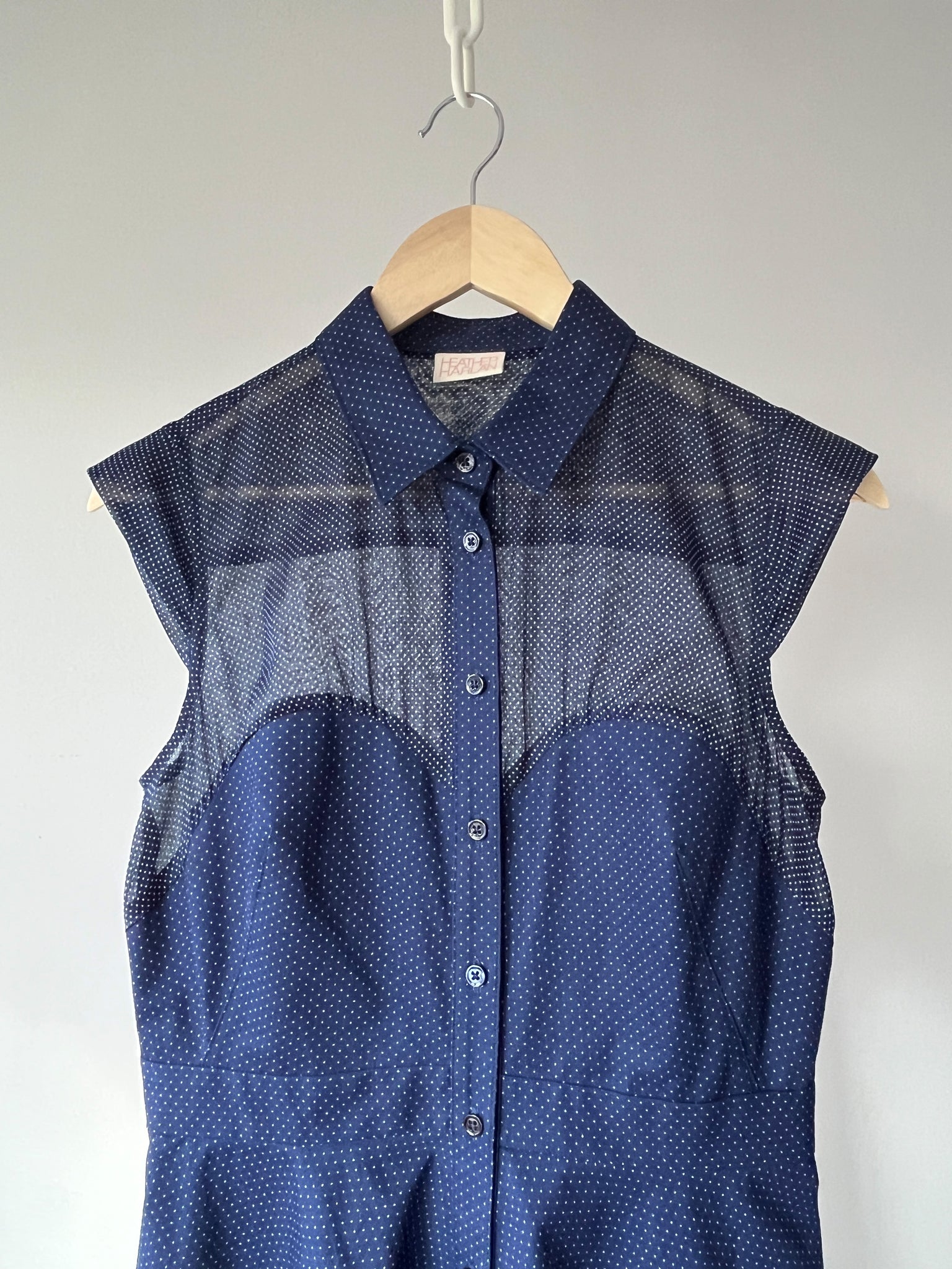 Sweetheart Shirtdress in Indigo Dot
