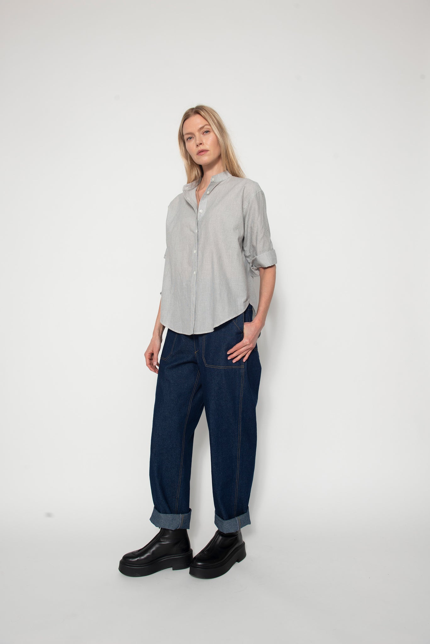 Gauze Stripe Swing Shirt
